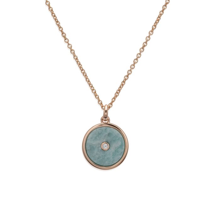 Unique Amazonite Disc Rose Necklace