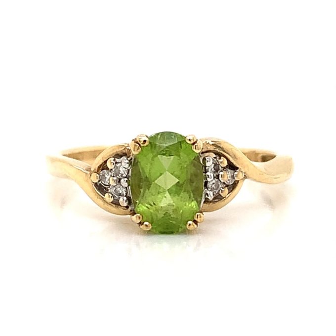 Yellow Gold Peridot and Diamond Ring