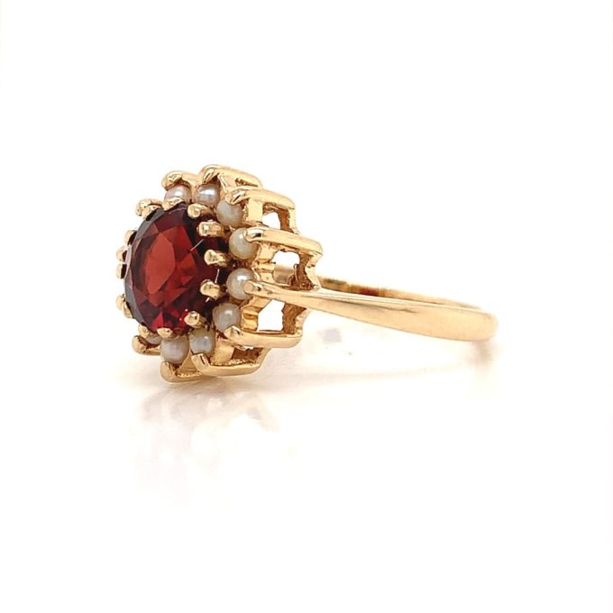 Garnet and Pearl Cluster Ring - Image 2