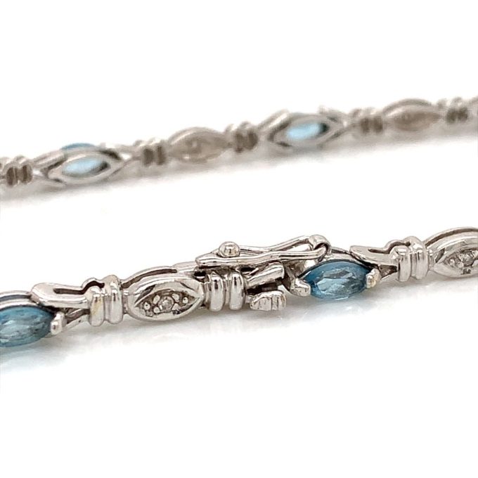 White Gold Topaz and Diamond Bracelet - Image 2