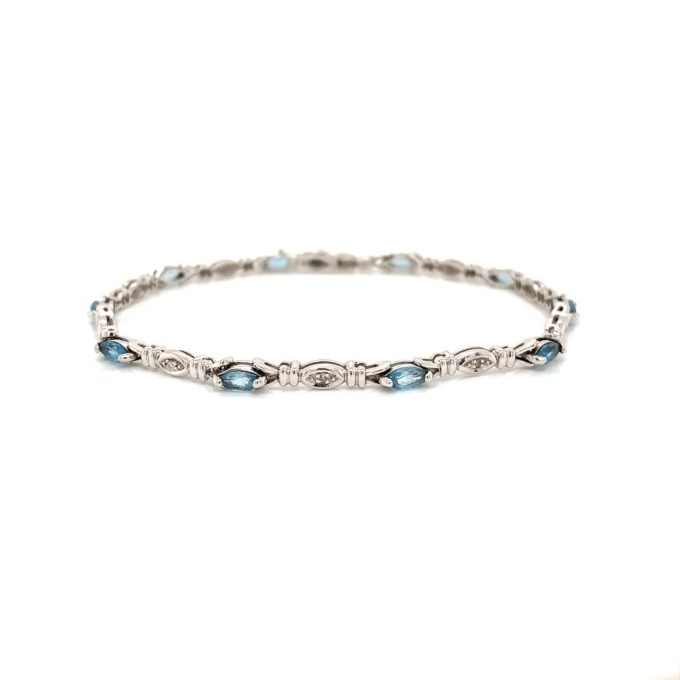 White Gold Topaz and Diamond Bracelet