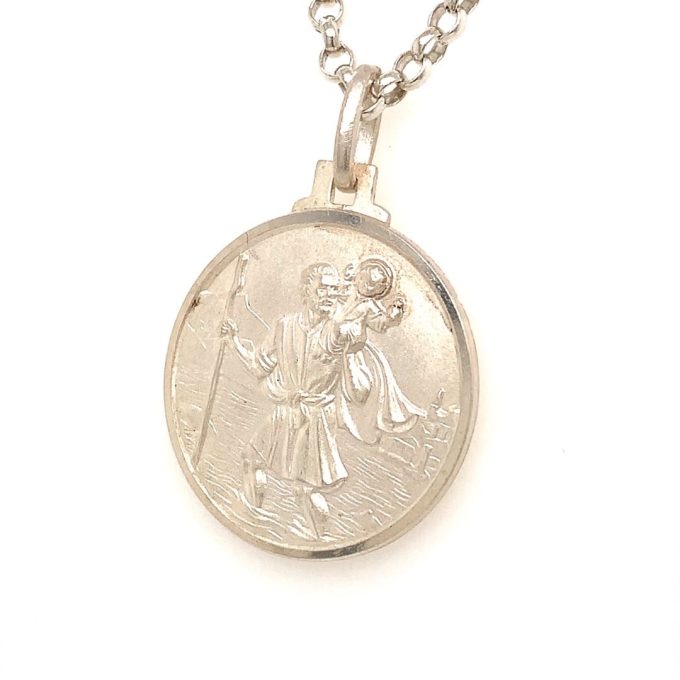 Silver Saint Christopher Pendant and Chain - Image 2