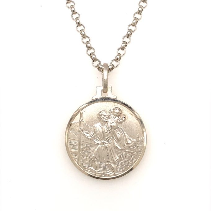 Silver Saint Christopher Pendant and Chain