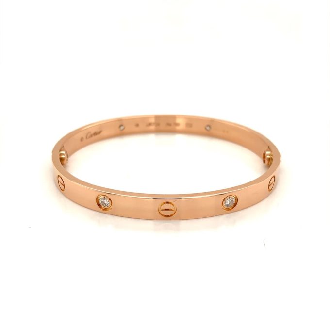 Cartier Rose Gold Four Diamond Love Bracelet - Image 4