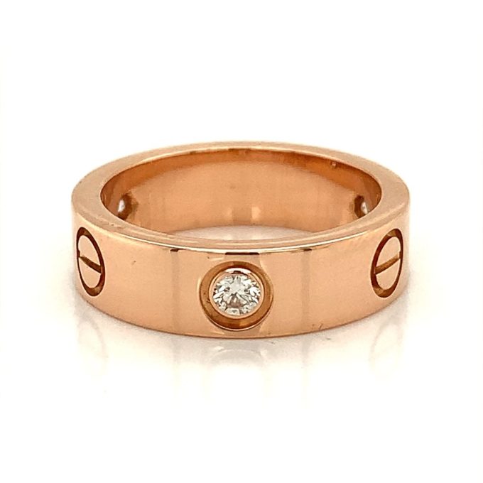 Cartier Rose Gold Three Diamond Love Ring - Image 2