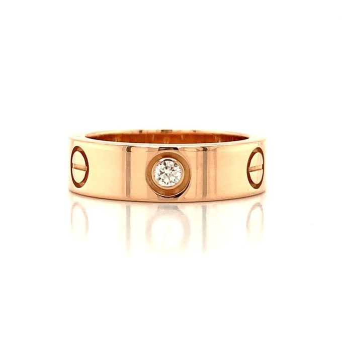 Cartier Rose Gold Three Diamond Love Ring
