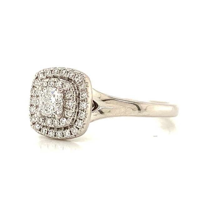 Double Halo Diamond Platinum Ring - Image 2