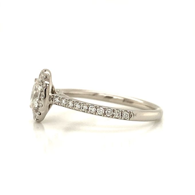 Oval Diamond Halo Platinum Ring - Image 3