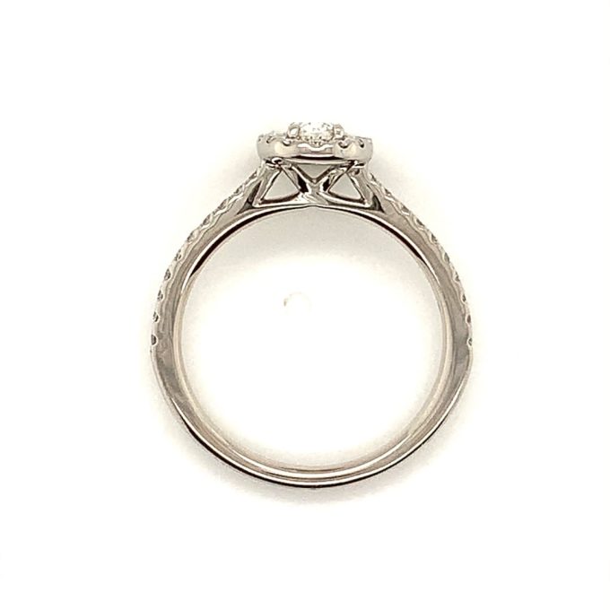 Oval Diamond Halo Platinum Ring - Image 2
