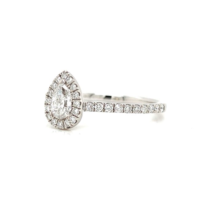 Pear Cut Diamond Pave Platinum Ring - Image 2