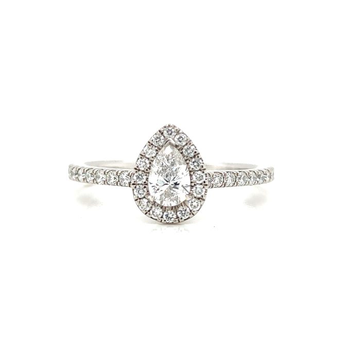Pear Cut Diamond Pave Platinum Ring