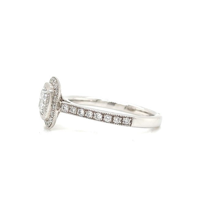 Cushion Cut Diamond Pave Platinum Ring - Image 2