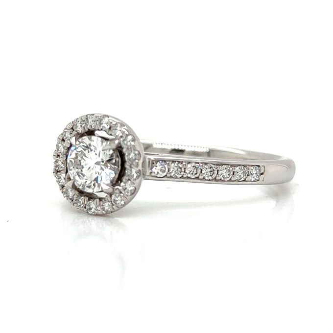 Brilliant Cut Diamond Halo Platinum Ring - Image 2
