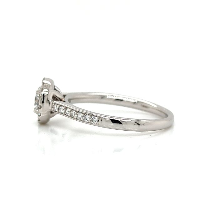 Brilliant Cut Diamond Halo Platinum Ring - Image 3