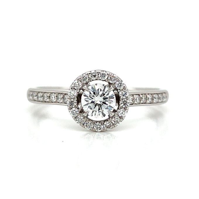 Brilliant Cut Diamond Halo Platinum Ring