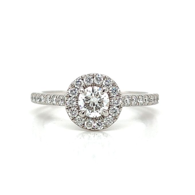 Brilliant Cut Diamond Pave Platinum Ring