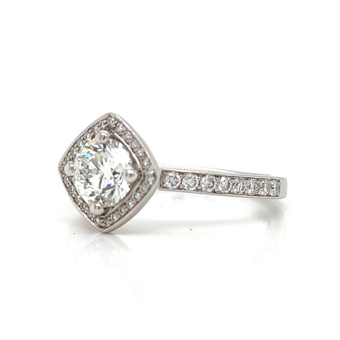 Brilliant Cut Diamond Pave Platinum Ring - Image 2