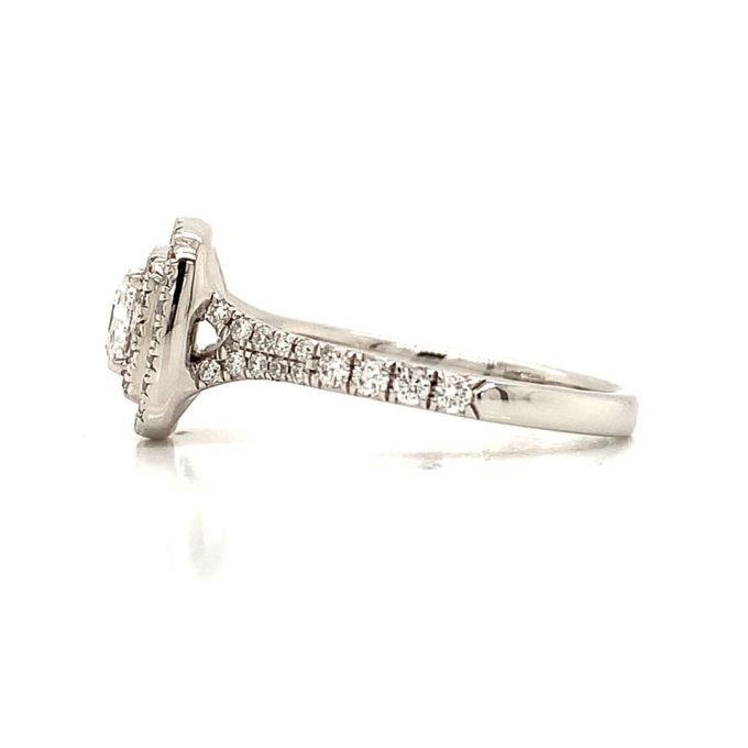 Cushion Cut Diamond Double Halo Platinum Ring - Image 3