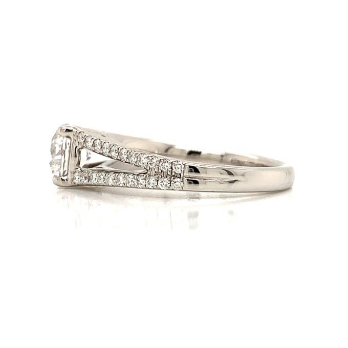 Split Shoulder Diamond Solitaire Platinum Ring - Image 2