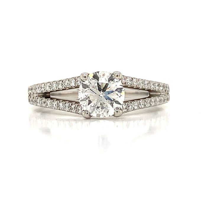 Split Shoulder Diamond Solitaire Platinum Ring