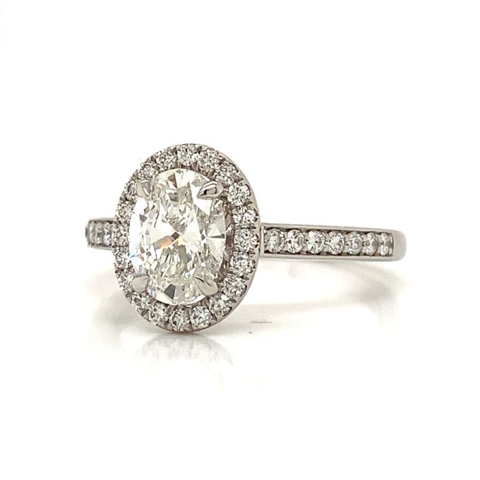 1.04ct Oval Diamond Halo Platinum Ring - Image 5