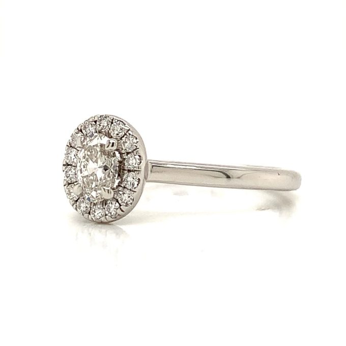 0.32ct Oval Diamond Halo Platinum Ring - Image 2
