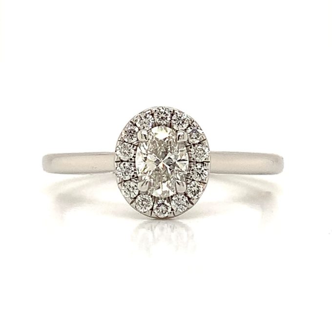 0.32ct Oval Diamond Halo Platinum Ring