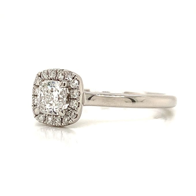 0.50ct Cushion Diamond Halo Platinum Ring - Image 4