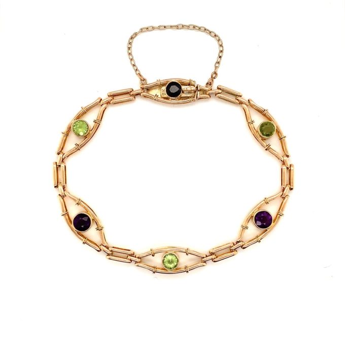 Peridot and Amethyst Gold Bracelet - Image 4