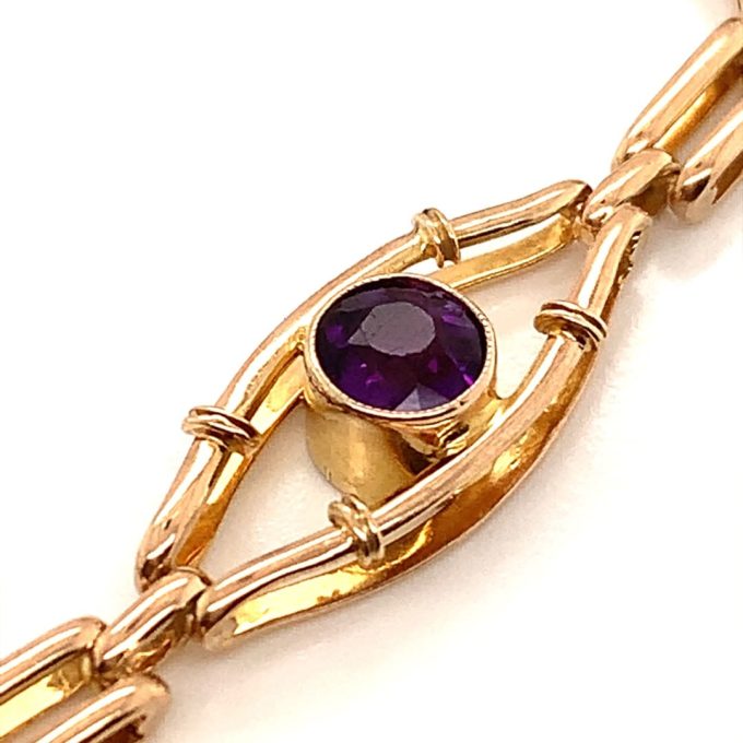 Peridot and Amethyst Gold Bracelet - Image 3