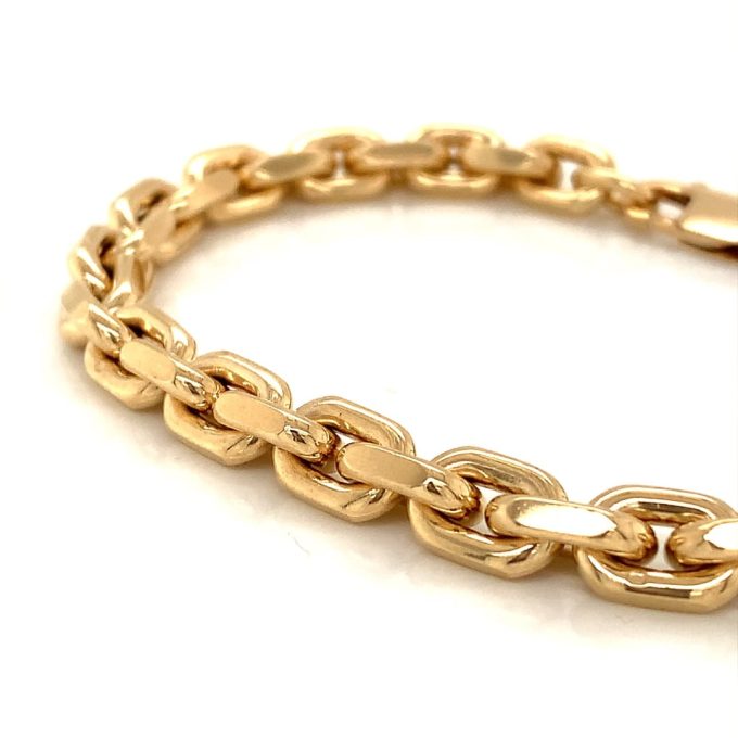 Yellow Gold Chunky Trace Link Bracelet - Image 3