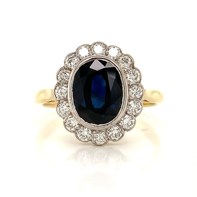 1.50ct Sapphire and Diamond Cluster Ring