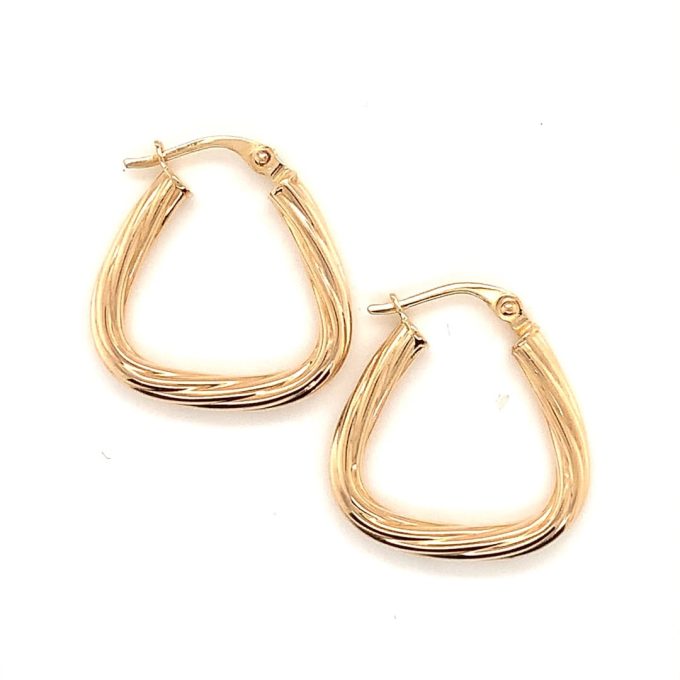 Angular Design Twist Gold Hoop Earrings