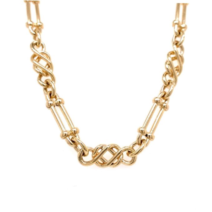 Gold Fancy Watch Chain Necklace - 19 Inch