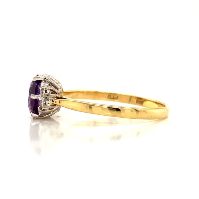 Amethyst and Diamond Cluster Gold Ring - Image 3