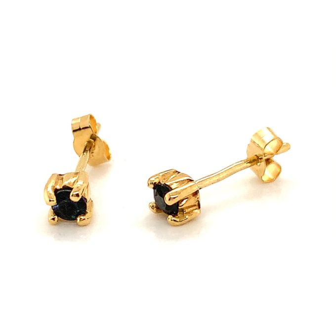 Blue Sapphire Stud Earrings - Image 2