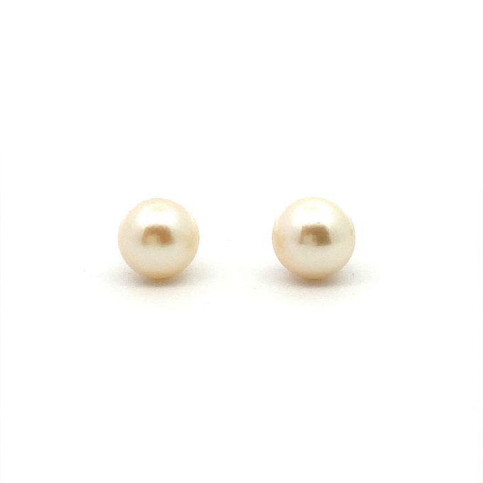 White Freshwater Pearl Stud Earrings - 6mm