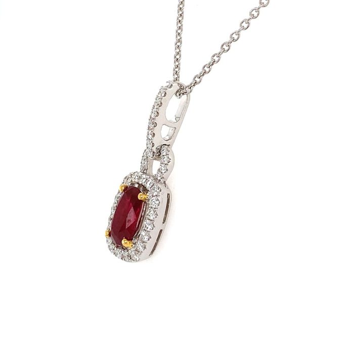 Ruby and Diamond Pave Pendant Necklace - Image 2