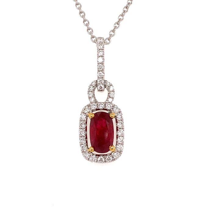 Ruby and Diamond Pave Pendant Necklace