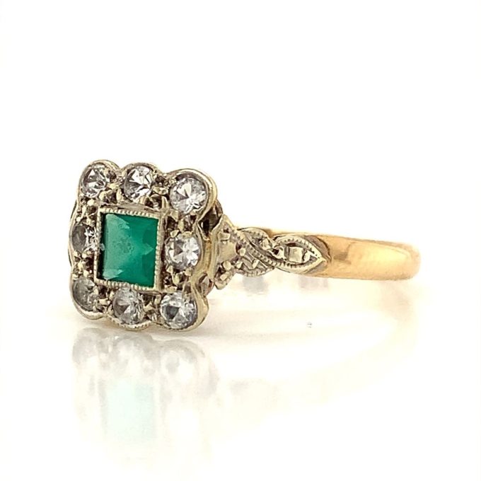 Emerald and Topaz Square Cluster Ring - Image 2