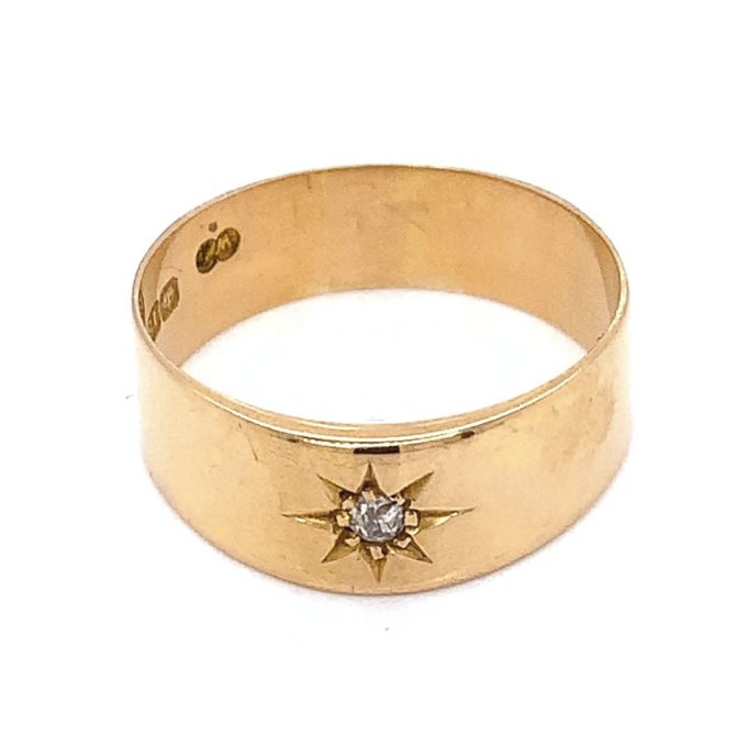 Antique Diamond Set Wide Gold Band - Image 2