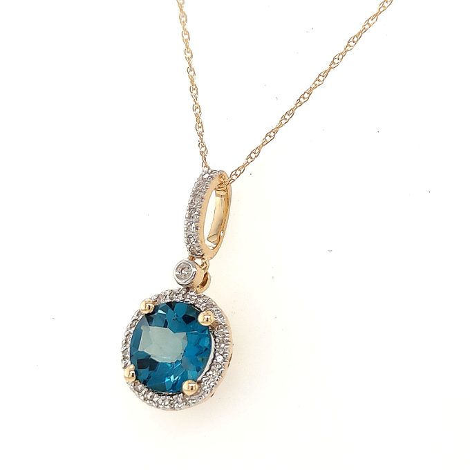 London Blue Topaz & Diamond Necklace - Image 2