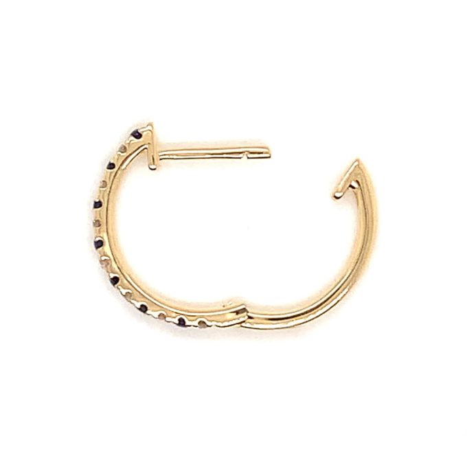 Yellow Gold Sapphire and Diamond Hoop Earrings - Image 2