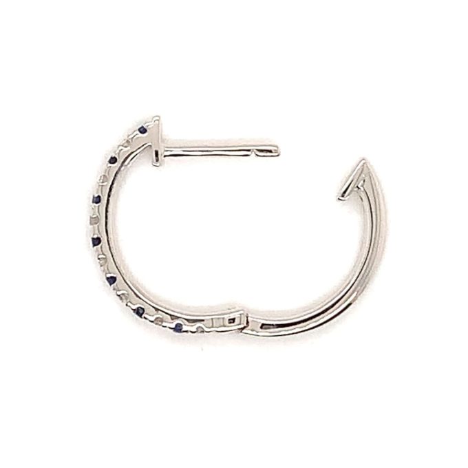 White Gold Sapphire and Diamond Hoop Earrings - Image 2