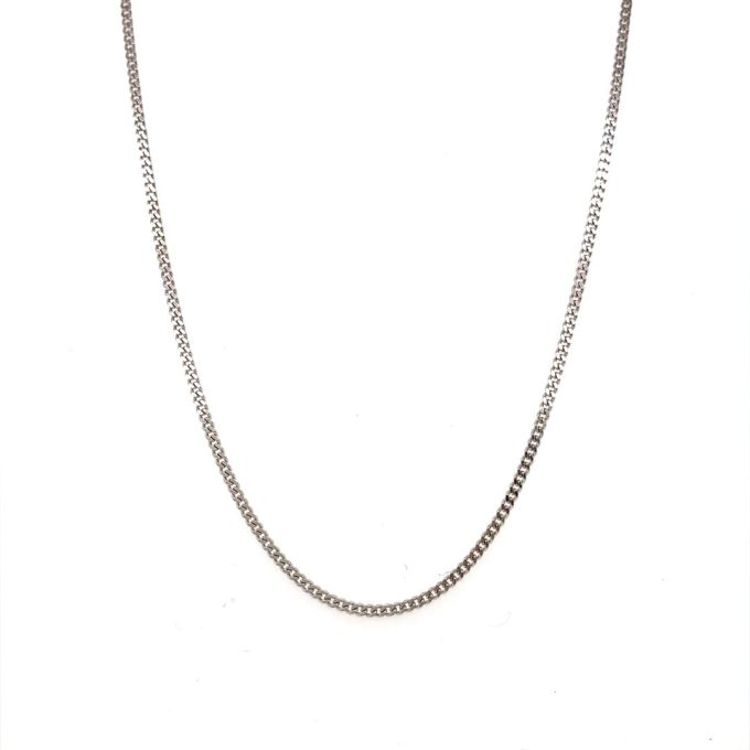 18ct White Gold Curb Chain - 18 Inch