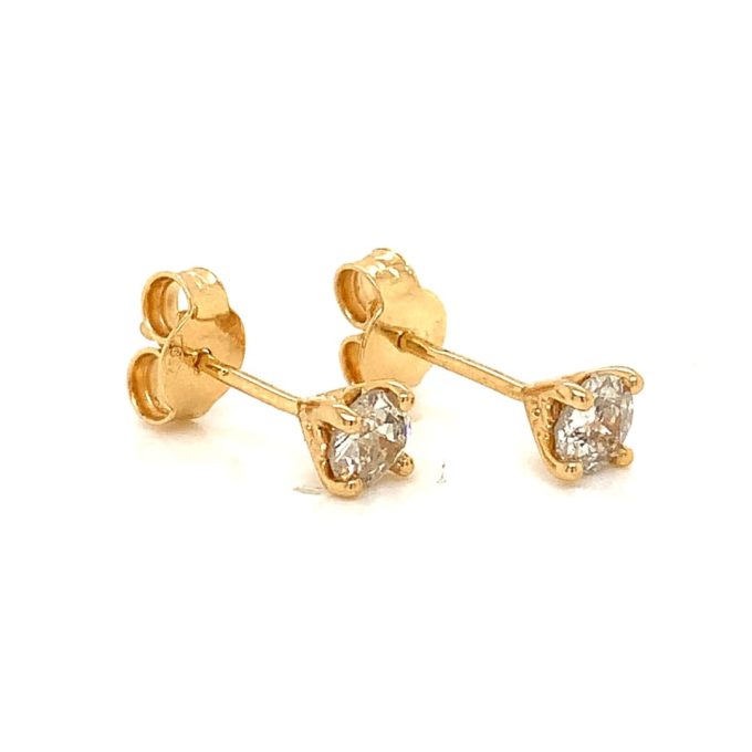 0.60ct Diamond Yellow Gold Stud Earrings - Image 2