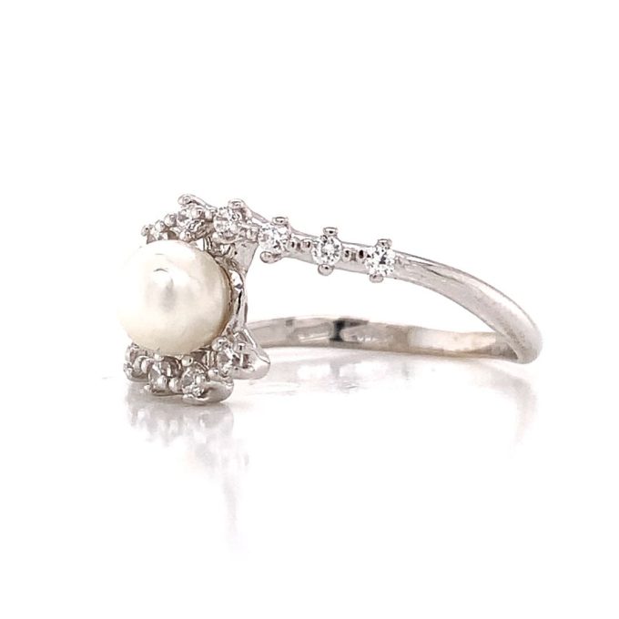 Pearl & Diamond Gold Dress Ring - Image 2