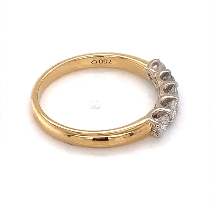 Yellow Gold Five Diamond Eternity Ring - Image 3