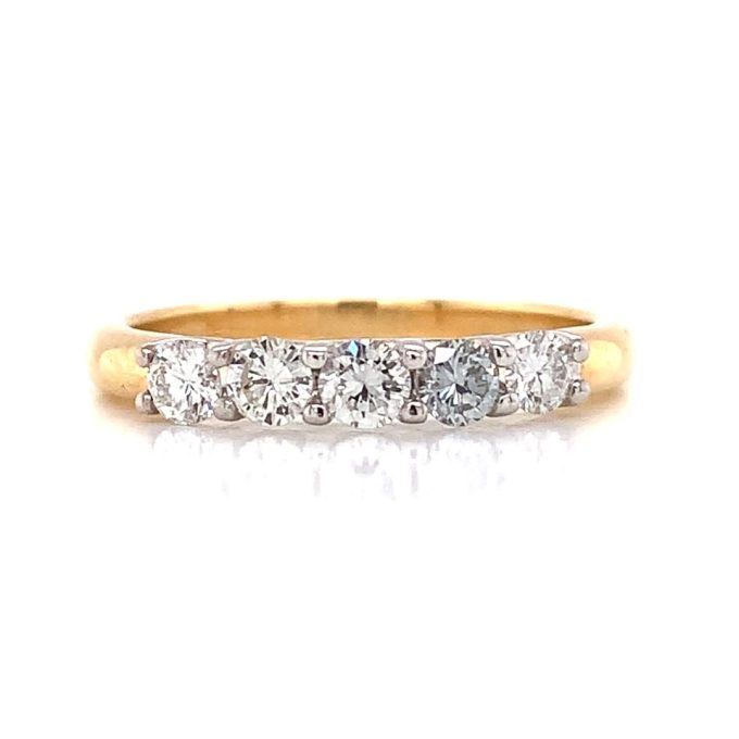 Yellow Gold Five Diamond Eternity Ring