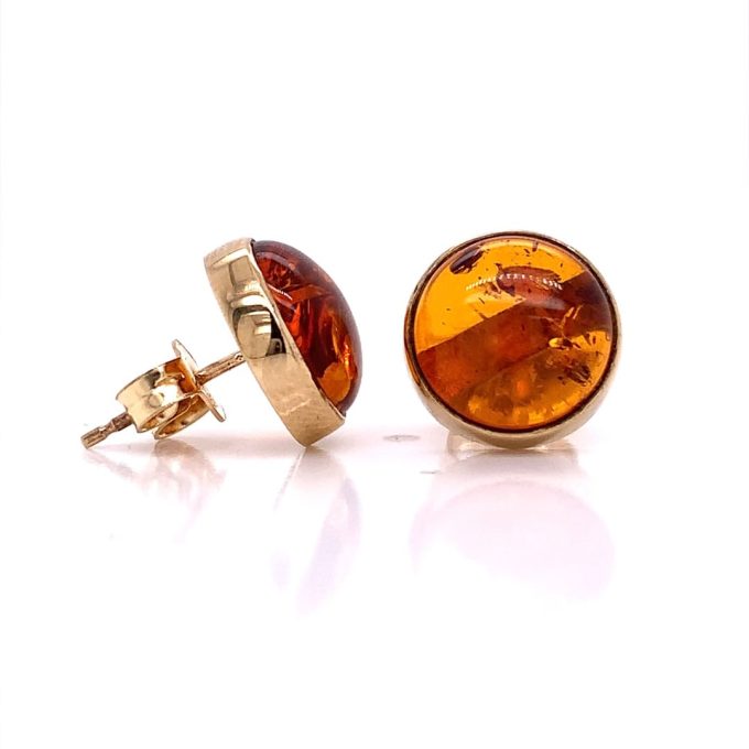 Amber Yellow Gold Stud Earrings - Image 2